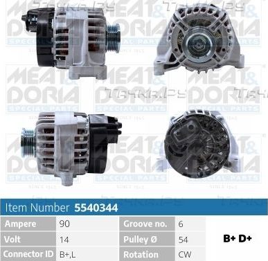 Генератор Meat & Doria для Fiat Panda II 2003-2012. Артикул 5540344