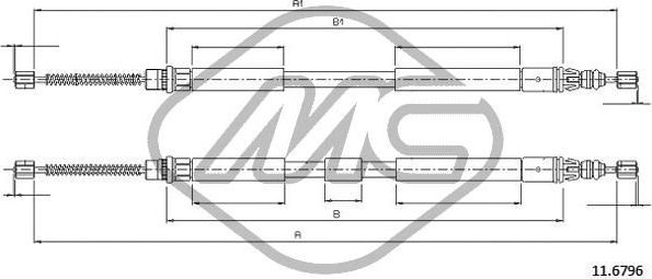 Трос ручника (тросик ручного тормоза) Metalcaucho. Артикул 83083