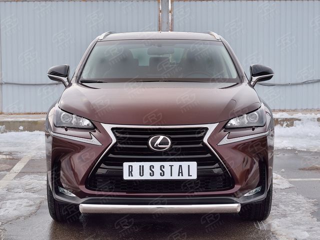 Защита RusStal переднего бампера d75х42 дуга для Lexus NX200 2014-2017 (кроме F-Sport). Артикул LNXZ-002573
