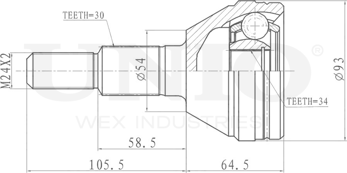 ШРУС наружный (Unio). Артикул CVJ-20073