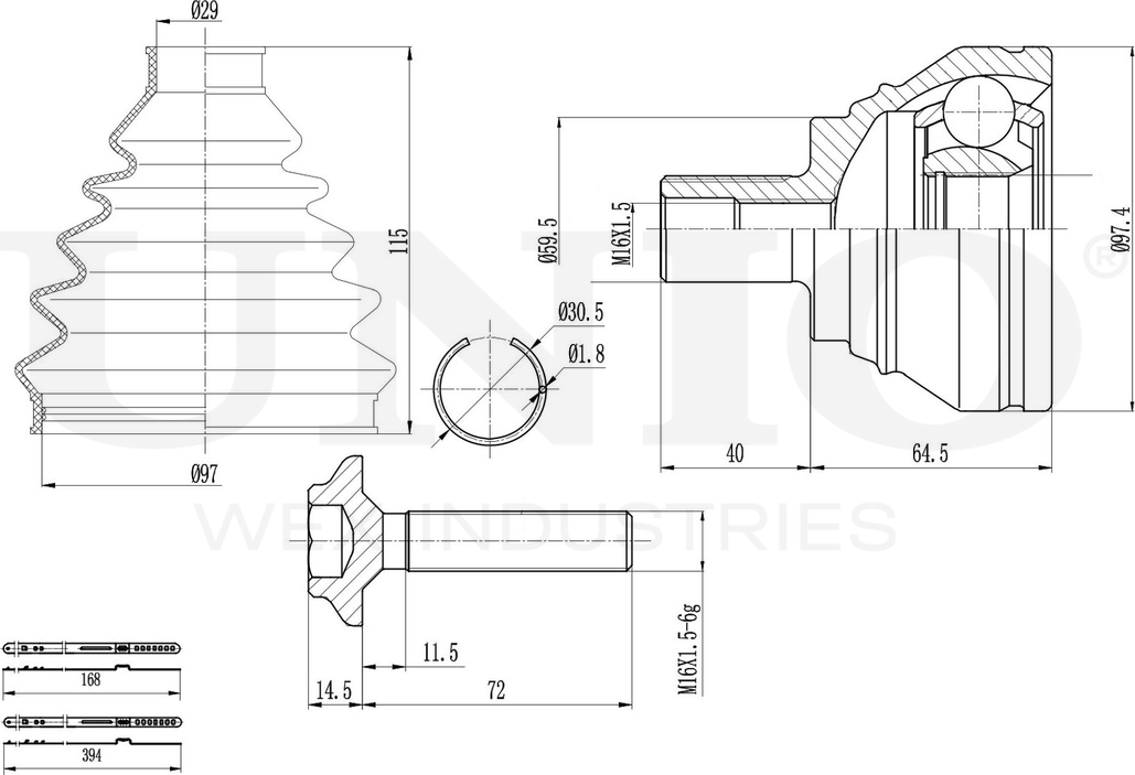 ШРУС наружный (Unio). Артикул CVJ-20039