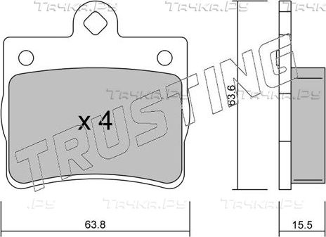 Тормозные колодки Trusting задние для Mercedes-Benz C-Класс I (W202) 1997-2000. Артикул 264.0
