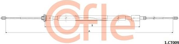 Трос ручника (тросик ручного тормоза) Cofle. Артикул 92.1.CT009