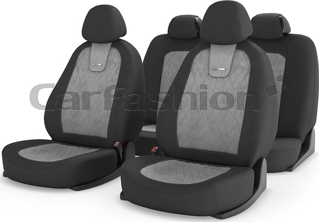 Чехлы универсальные CarFashion Colombo на сидения авто, цвет Светло-серый/Темно-серый/Светло-серый. Артикул 11052