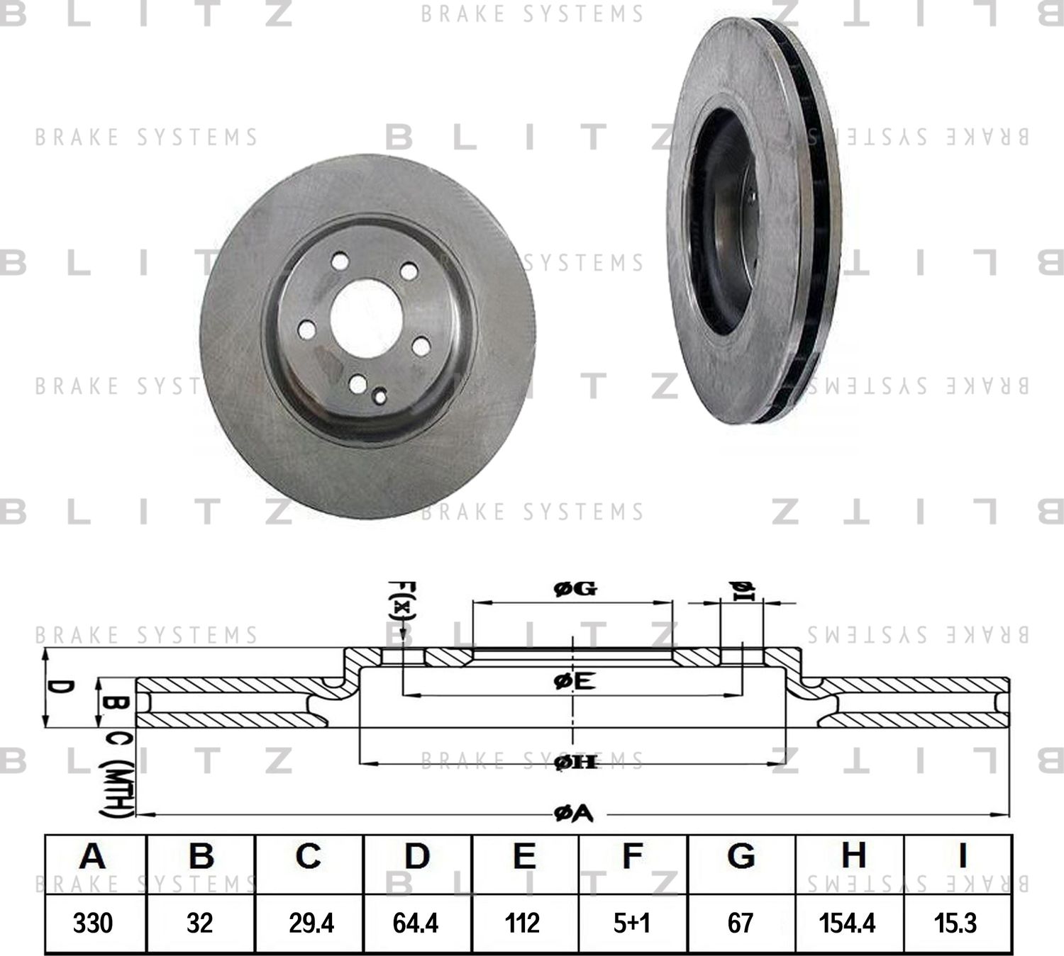 Диск тормозной MB W211/S211 02- перед. вент. (Blitz). Артикул BS0248