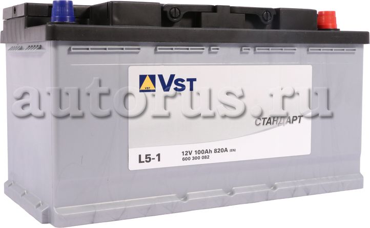 600300082_аккумуляторная батарея! 6СТ-100 100Ah 820A +справа 353x175x190/ (VST). Артикул 600300082