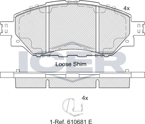 Тормозные колодки Icer передние для Toyota Hilux VIII 2015-2026. Артикул 182252