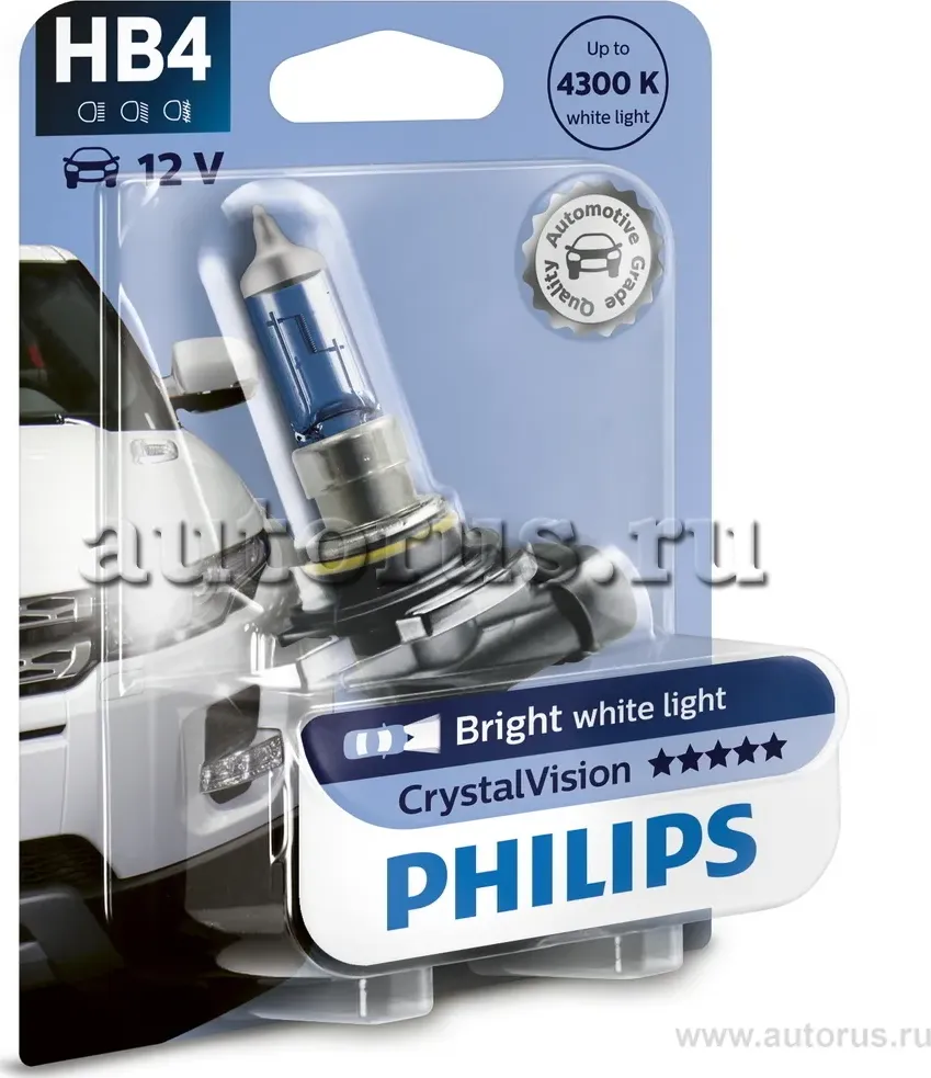 HB4 12V- 55W (P22d) (белый яркий свет) Crystal Vision блистер (1шт.) (Philips) Philips. Артикул 9006CVB1