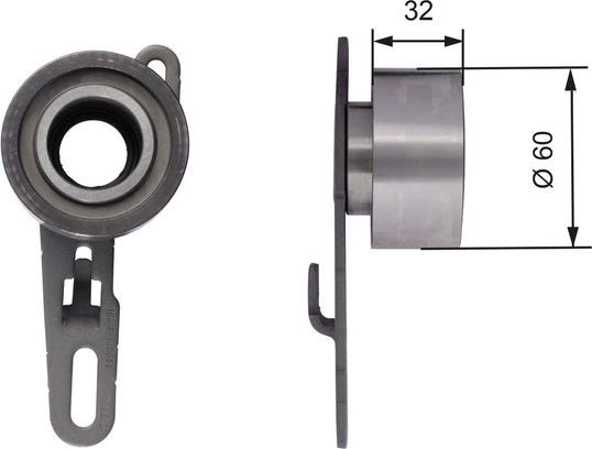 Натяжной ролик (натяжитель) ремня ГРМ Gates (Металл). Артикул T41150