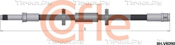 Тормозной шланг Cofle задний правый для Volkswagen Transporter T5 2003-2015. Артикул 92.BH.VK090