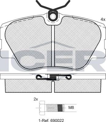 Тормозные колодки Icer передние для Mercedes-Benz W124, A124 1984-1993. Артикул 180510-700