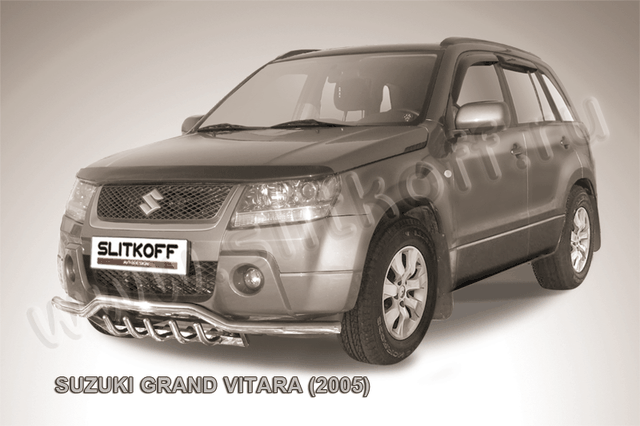 Защита Slitkoff переднего бампера d57 с защитой картера для Suzuki Grand Vitara III 5-дв. 2005-2008. Артикул SGV05007