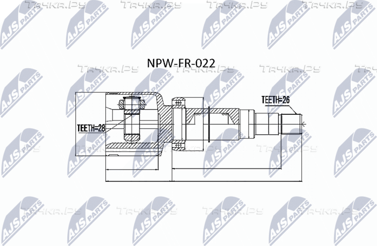 Шрус наружный (граната) NTY передний левый для Ford S-MAX I 2006-2014. Артикул NPW-FR-022
