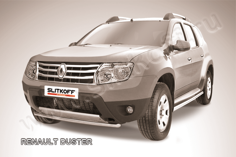 Защита Slitkoff переднего бампера d42 для Renault Duster I 2010-2015. Артикул RD005
