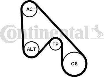 Приводной ремень поликлиновой с роликами (комплект) ContiTech. Артикул 5PK1145K1
