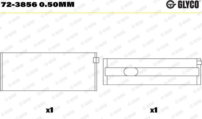 Вкладыши коренные Glyco для Mercedes-Benz Sprinter 904 2000-2006. Артикул 72-3856 0.50mm