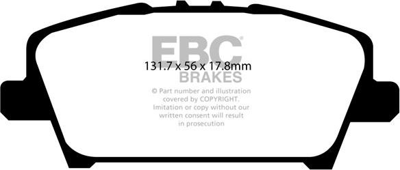 Тормозные колодки EBC Brakes передние для Honda Civic VIII 2005-2012. Артикул DP41901R