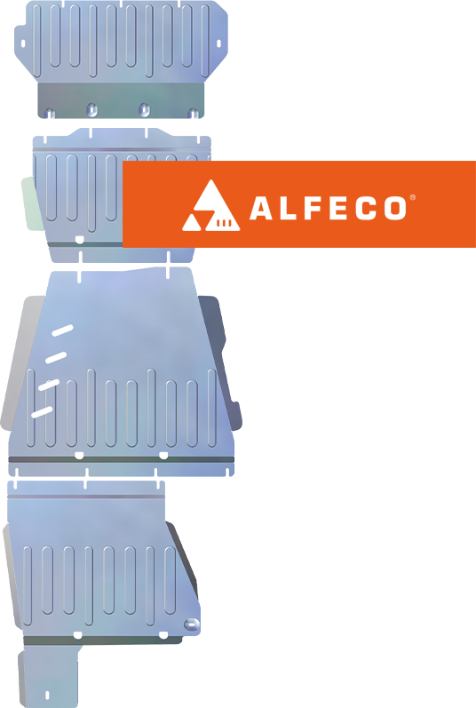 Защита алюминиевая Alfeco для радиатора, РК, КПП, картера и редуктора переднего моста Oting Paladin 4WD 2023-2026. Артикул ALF.72.05al