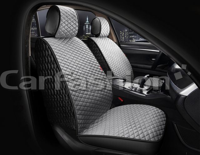 Накидки универсальные CarFashion Romb Front на передние сидения авто, цвет Серый/Черный/Серый. Артикул 26178