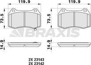 Тормозные колодки Braxis передние для Nissan 350Z I 2002-2009. Артикул AB0410