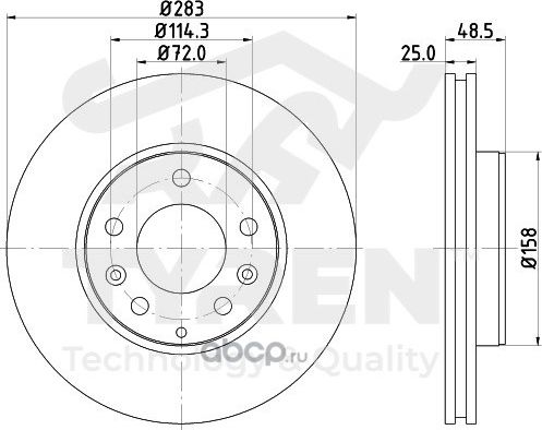 Тормозной диск (Tyren). Артикул TYR1014311
