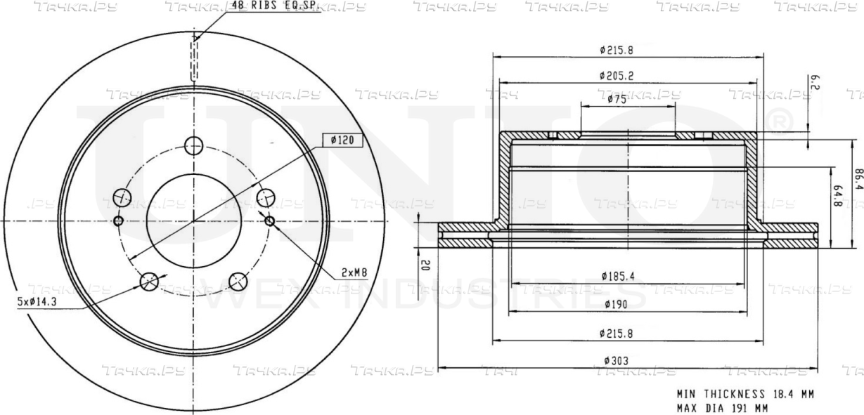 Диск тормозной (Unio). Артикул BRD-20361