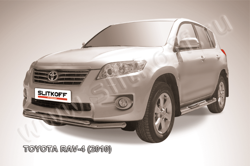 Защита Slitkoff переднего бампера d57/42 двойная для Toyota RAV4 III 2010-2012. Артикул TR410-006