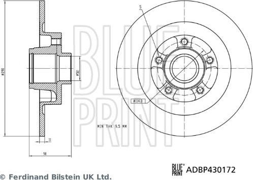 Тормозной диск Blue Print задний для Renault Espace V 2015-2026. Артикул ADBP430172