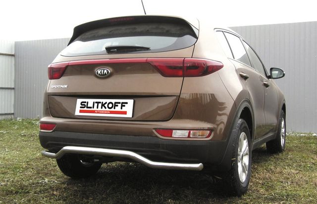 Защита Slitkoff заднего бампера d57 волна для Kia Sportage IV 2016-2018. Артикул KSP16-008