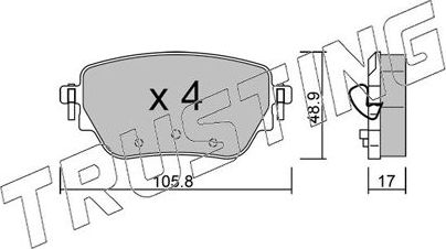 Тормозные колодки Trusting задние для Mercedes-Benz CLA II (C118, X118) 2019-2026. Артикул 1195.0