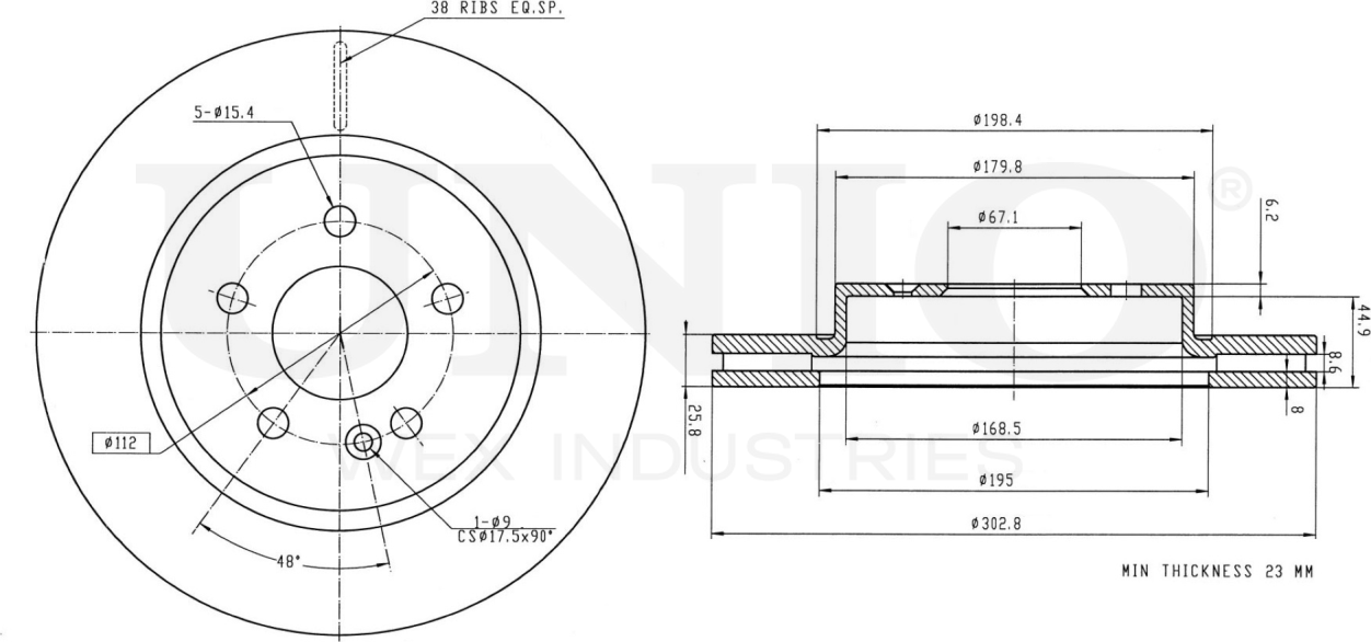 Диск тормозной (Unio). Артикул BRD-20411