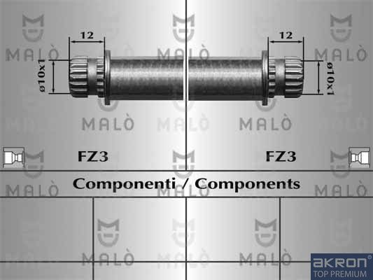 Тормозной шланг Malò задний правый/левый для Mitsubishi Colt VI (Z20/Z30) 2004-2012. Артикул 80811