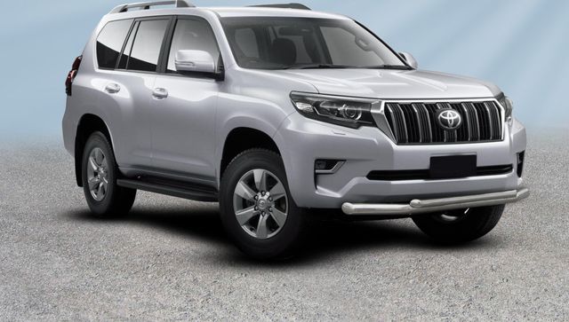 Защита Slitkoff переднего бампера d76+d57 двойная для Toyota Land Cruiser Prado 150 2й Рестайлинг 2017-2026. Артикул TOP17-002