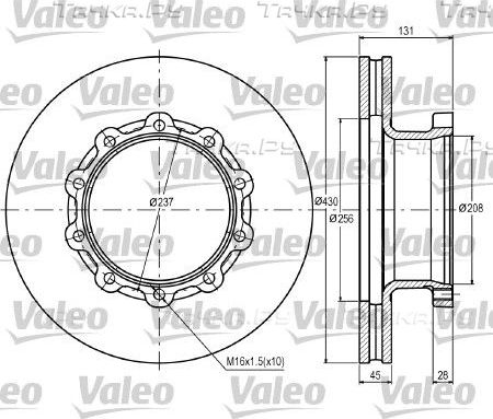 Тормозной диск Valeo передний для Scania 4 1995-2008. Артикул 187070