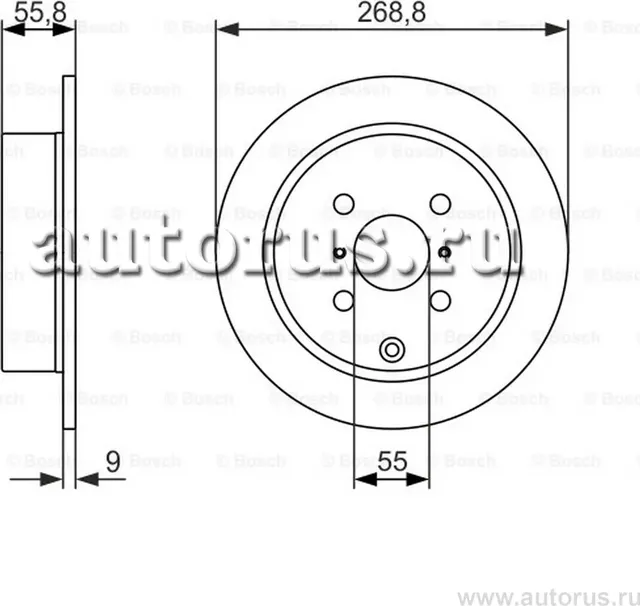 Диск тормозной TOYOTA зад. невент. Corolla Verso 01->, Yaris Verso 99-> (269 x 9 (Bosch). Артикул 0986479938