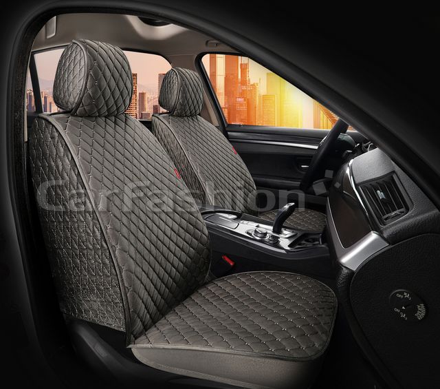Накидки универсальные CarFashion Sultan Front на передние сидения авто, цвет Серый/Серый/Серый. Артикул 26194