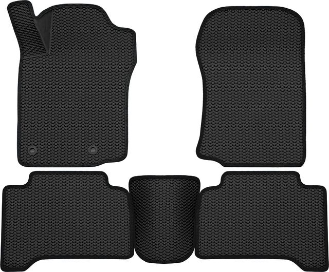 Коврики Rezkon 3D EVA Ромб резиновые для салона Toyota Land Cruiser Prado 150 рестайлинг 2013-2017 Черный кант. Артикул 9234030201