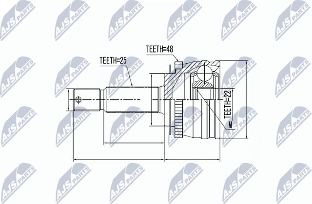 Шрус внутренний (граната) NTY передний для Hyundai Getz I 2002-2010. Артикул NPZ-HY-544