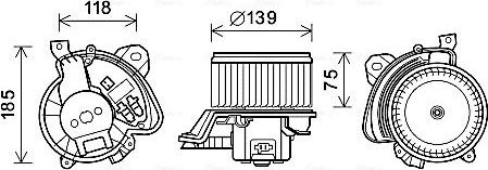 Вентилятор, мотор печки (отопителя) салона AVA. Артикул FT8433
