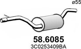 Глушитель (средняя часть) Asso для Volkswagen Passat B7 2010-2014. Артикул 58.6085