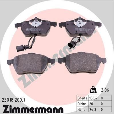 Тормозные колодки Zimmermann. Артикул 23018.200.1