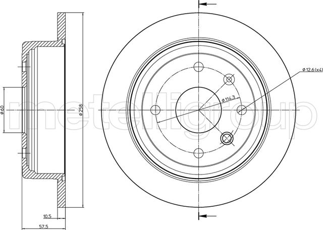 Тормозной диск Metelli задний для Daewoo Gentra II 2013-2015. Артикул 23-0953