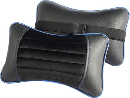 Подушка под шею CarFashion Monako ортопедическая, цвет Черный/Черный/Синий/Синий. Артикул 41143