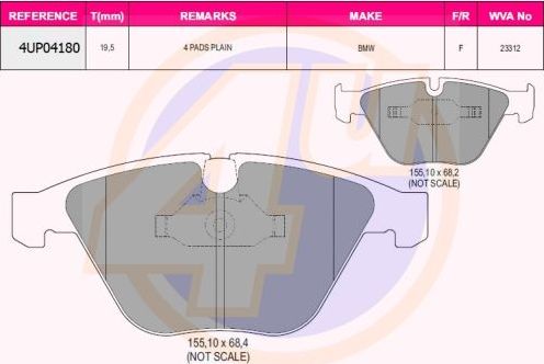 Тормозные колодки 4U. Артикул 4UP04180
