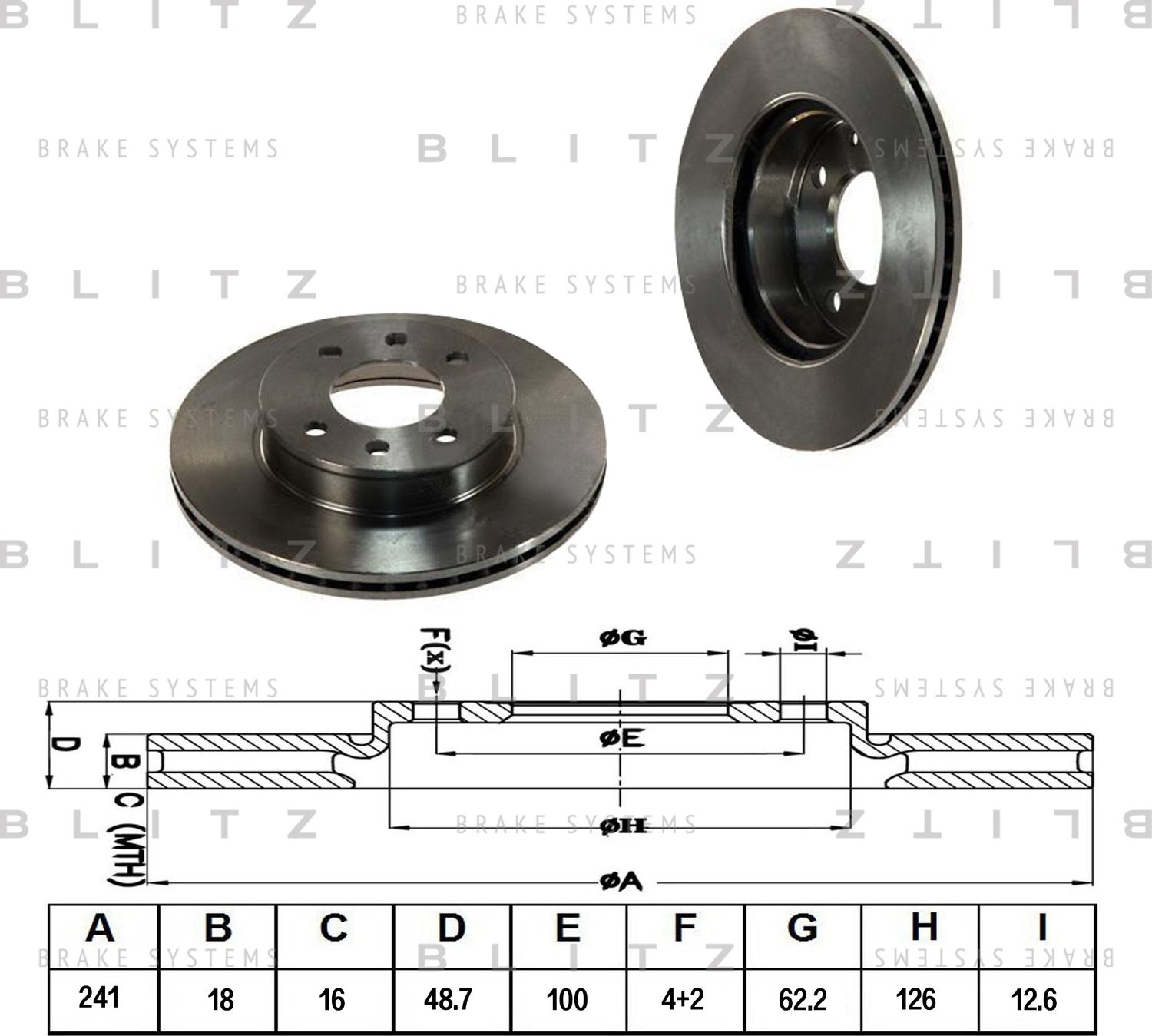 Диск тормозной HYUNDAI I10 08- перед.вент. (Blitz). Артикул BS0230