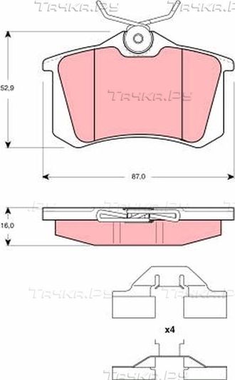 Тормозные колодки TRW задние для Volkswagen Bora 1998-2013. Артикул GDB1360