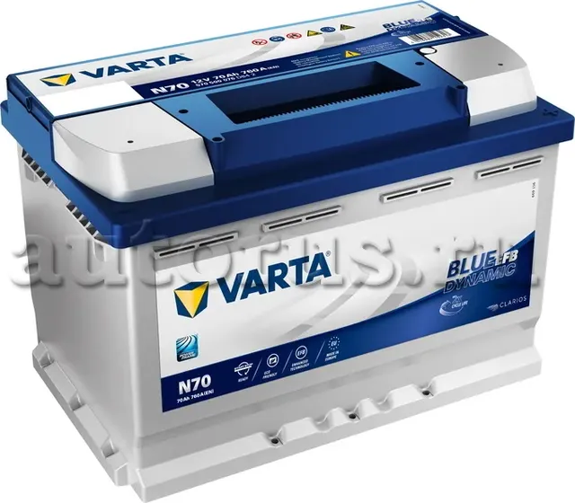 АКБ VARTA Blue Dynamic EFB 70А/ч N70 (-/+) 12V 760A 278x175x190 570500076 Varta. Артикул 570500076