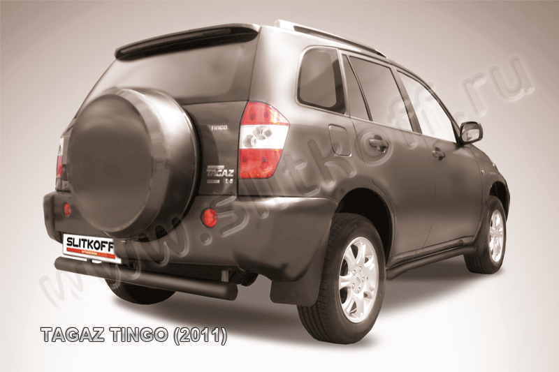 Защита Slitkoff заднего бампера d76 ЧЕРНАЯ матовая для ТагАЗ Vortex Tingo 2011-2026. Артикул TIN008B