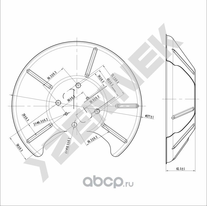 Защита тормозного диска задняя левая FORD FIESTA V 01-14, FOCUS 98-09 (Zennek). Артикул DCD0026