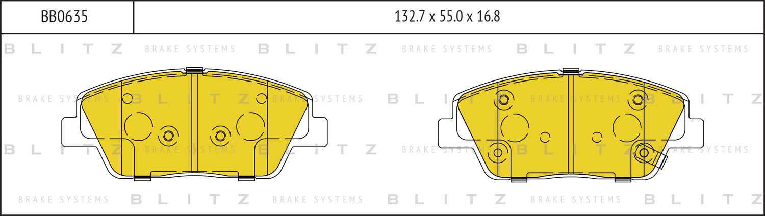 Колодки тормозные дисковые передние (Blitz). Артикул BB0635